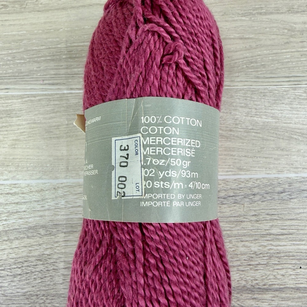 Vtg Unger Plantation Yarn Magenta Raspberry #370 Berry Pink Cotton Discontinued - Picture 3 of 4